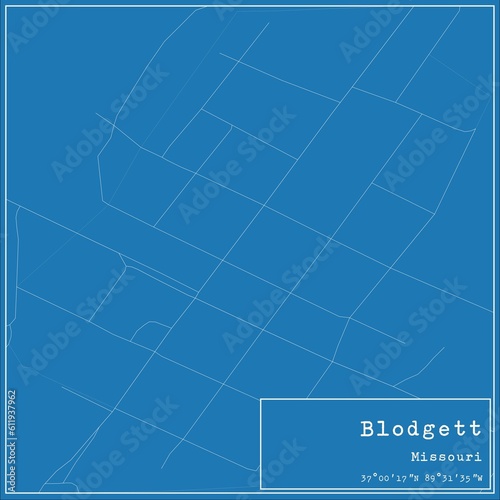 Blueprint US city map of Blodgett, Missouri. photo