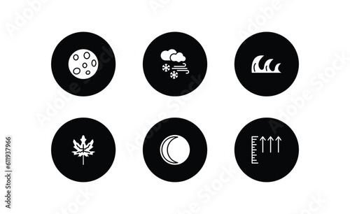weather filled icons set. weather filled icons pack included full moon, snow storms, tsunami, autumn, waning moon, atmospheric pressure vector.