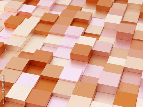 3d rendered abstract pink background with colorful cubes