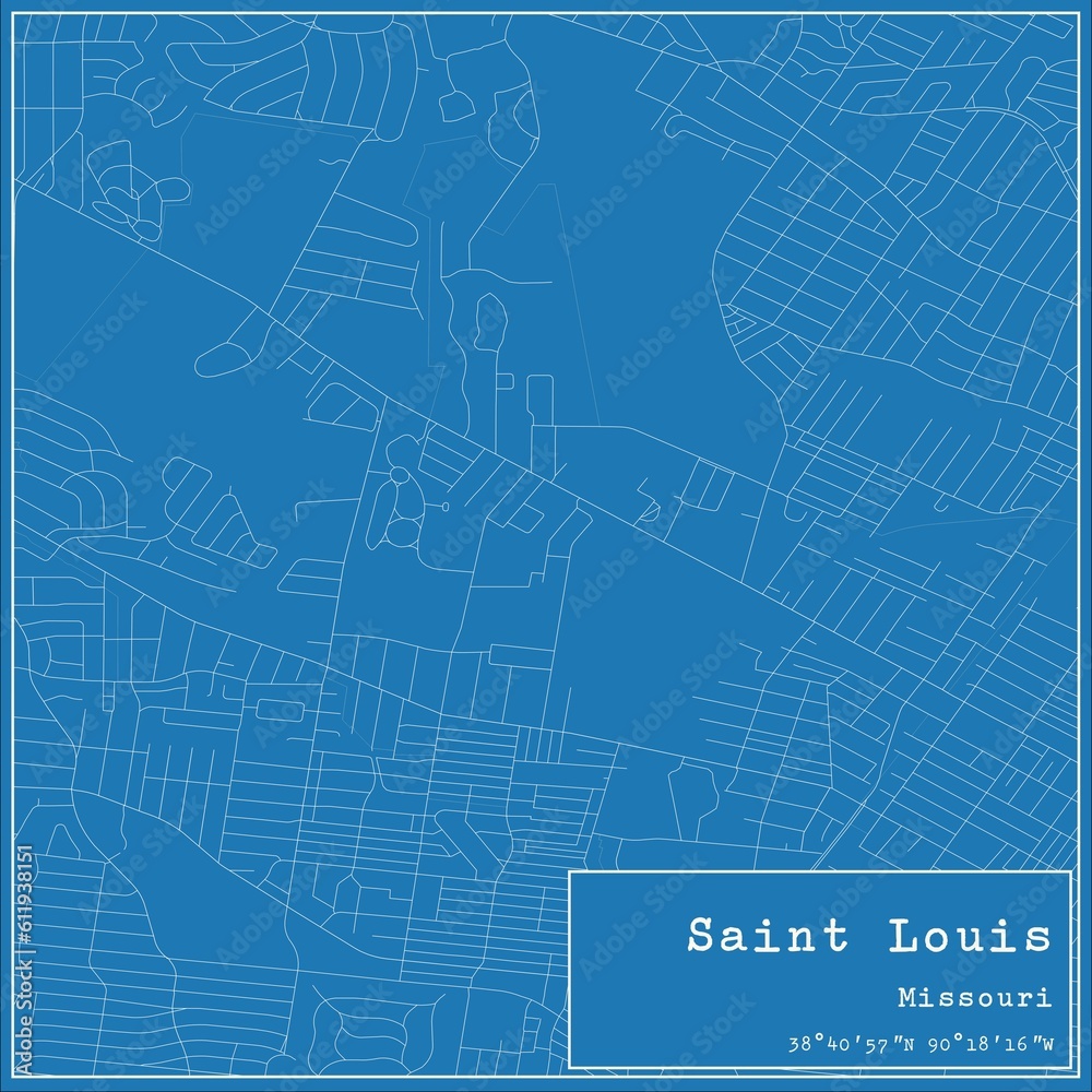 Blueprint US city map of Saint Louis, Missouri. Blueprint US city map of Saint Louis, Missouri.