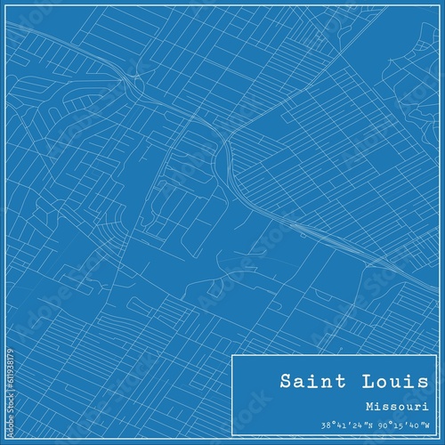 Blueprint US city map of Saint Louis  Missouri.