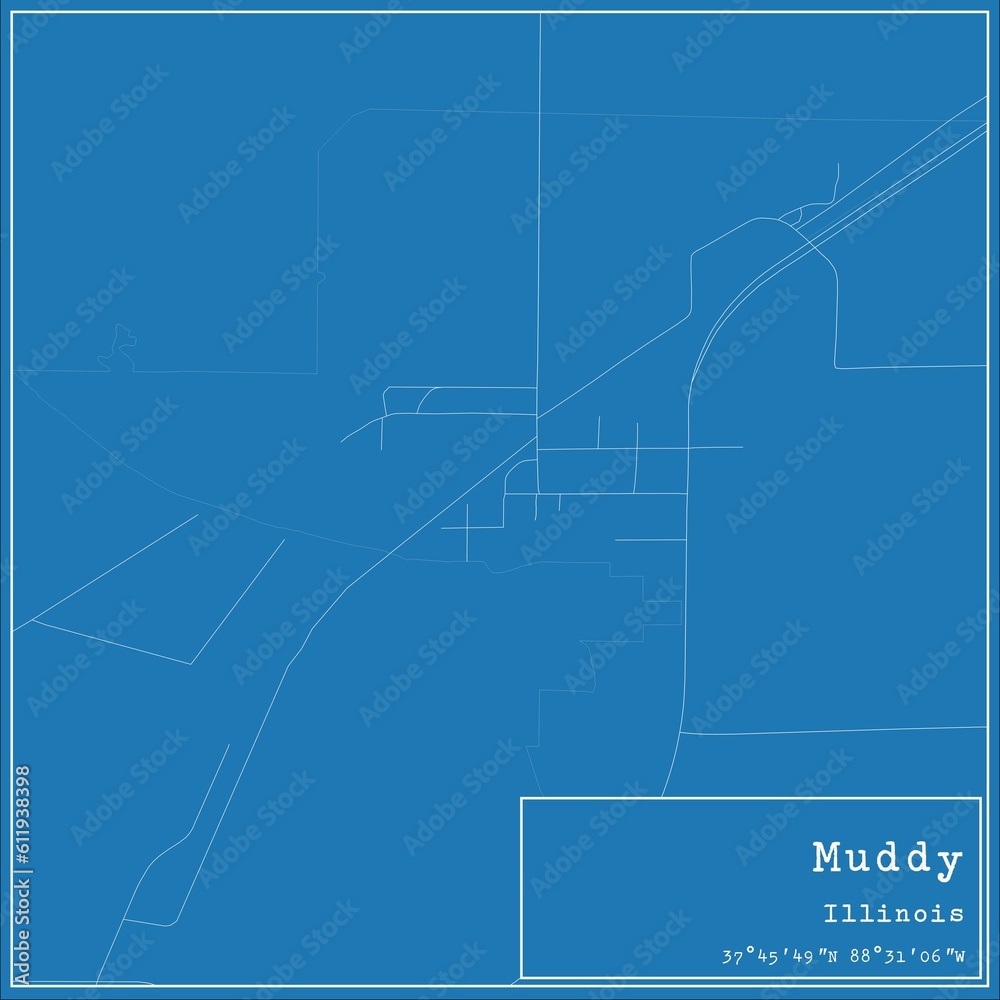 Blueprint US city map of Muddy, Illinois.