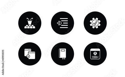 user interface filled icons set. user interface filled icons pack included conference hall, indent, right tings, new page, ribbon from a book, accounts vector.