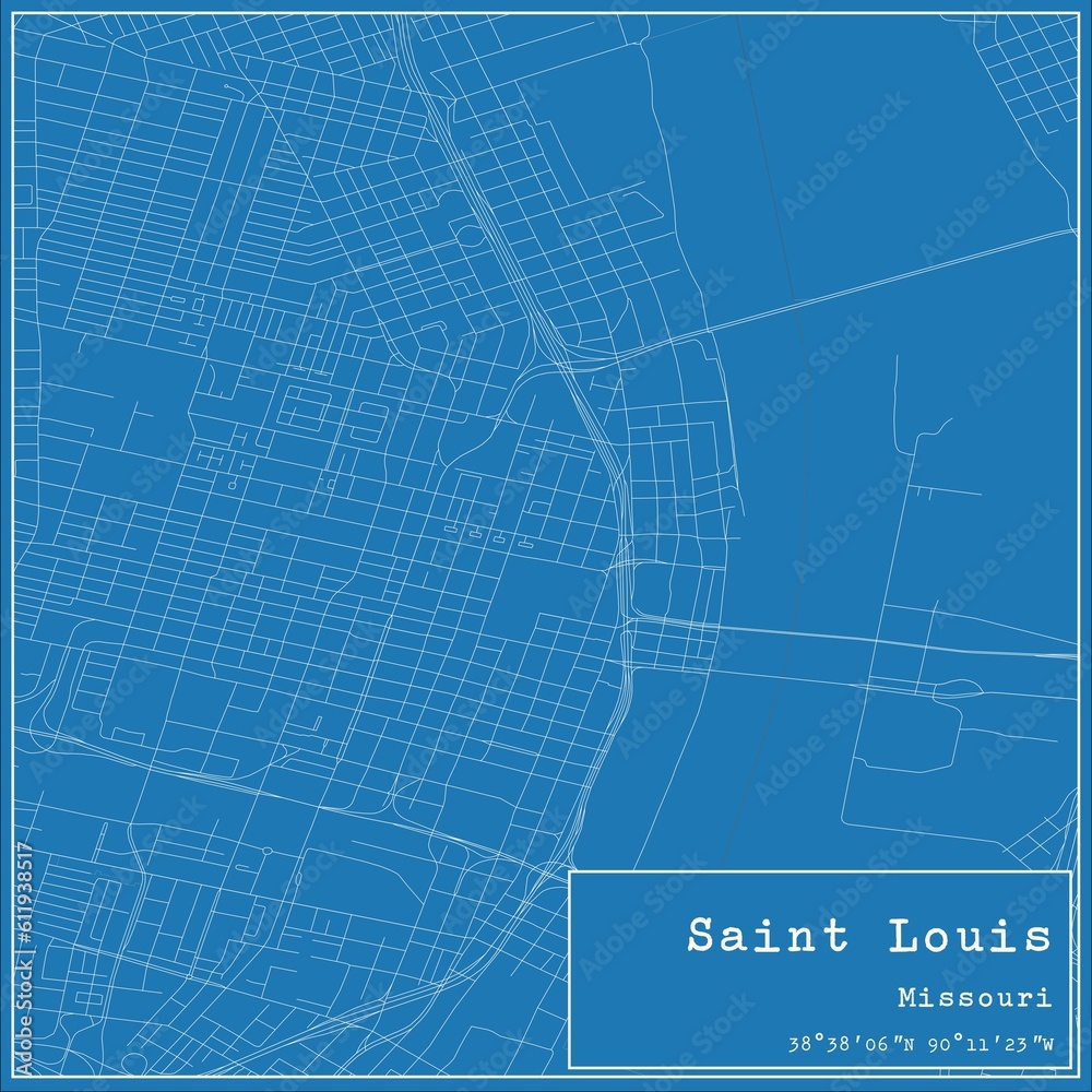 Fototapeta premium Blueprint US city map of Saint Louis, Missouri.