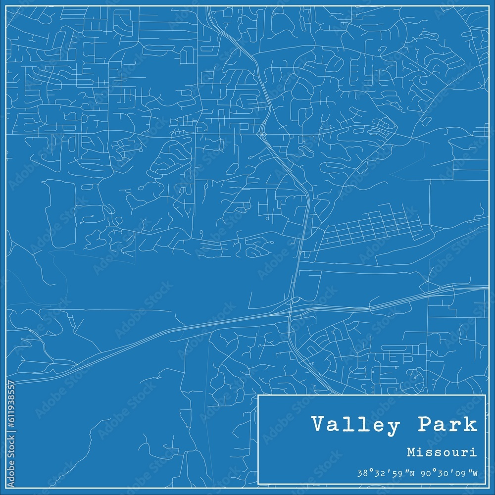 Blueprint US city map of Valley Park, Missouri. Blueprint US city map of Valley Park, Missouri.