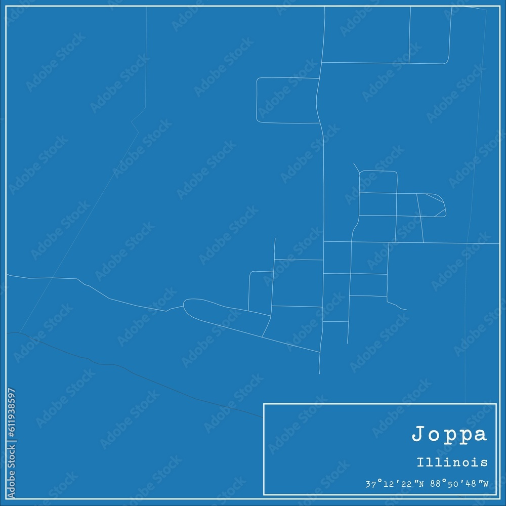 Blueprint US city map of Joppa, Illinois.