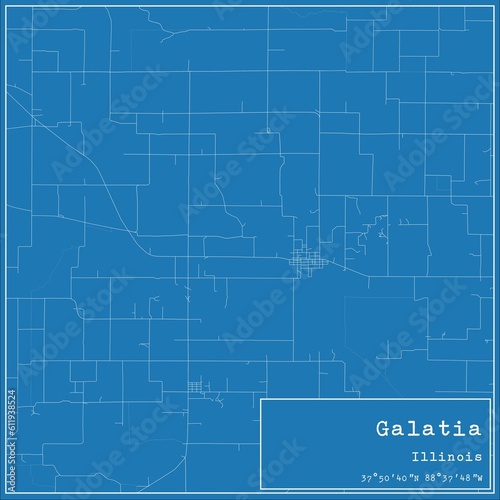 Blueprint US city map of Galatia  Illinois.