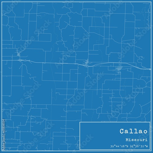 Blueprint US city map of Callao, Missouri.