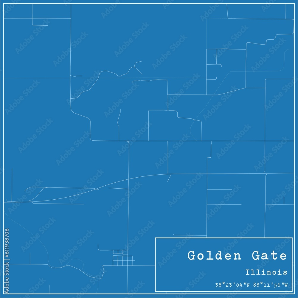 Obraz premium Blueprint US city map of Golden Gate, Illinois.