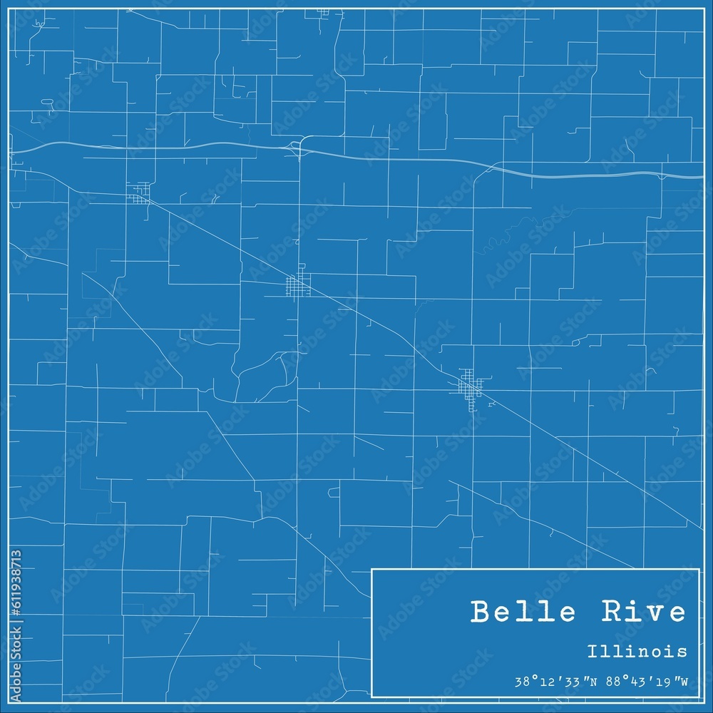 Blueprint US city map of Belle Rive, Illinois.