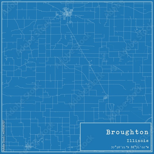 Blueprint US city map of Broughton  Illinois.