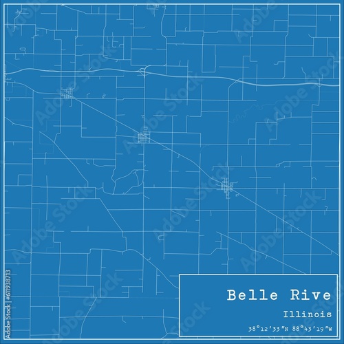 Blueprint US city map of Belle Rive, Illinois.