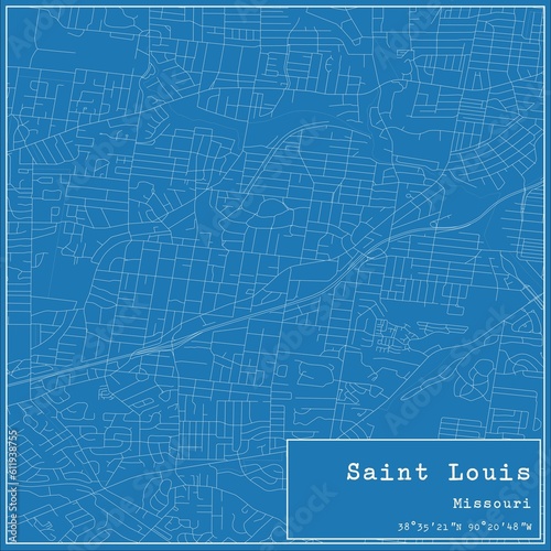 Blueprint US city map of Saint Louis  Missouri.