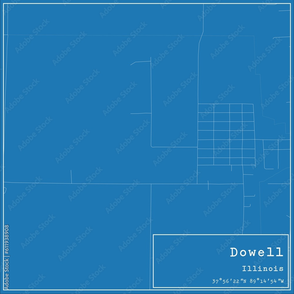Fototapeta premium Blueprint US city map of Dowell, Illinois.