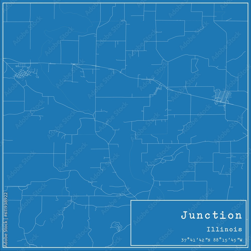 Blueprint US city map of Junction, Illinois.