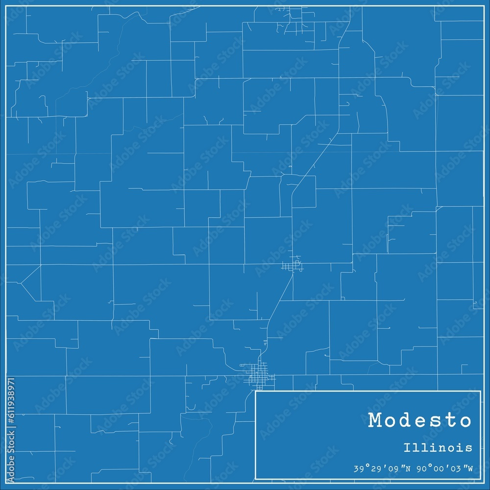 Blueprint US city map of Modesto, Illinois. Blueprint US city map of Modesto, Illinois.