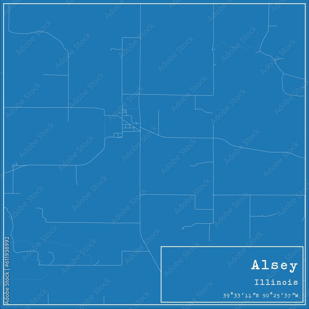 Fototapeta premium Blueprint US city map of Alsey, Illinois.