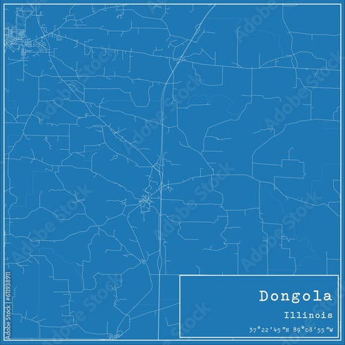 Blueprint US city map of Dongola, Illinois. photo