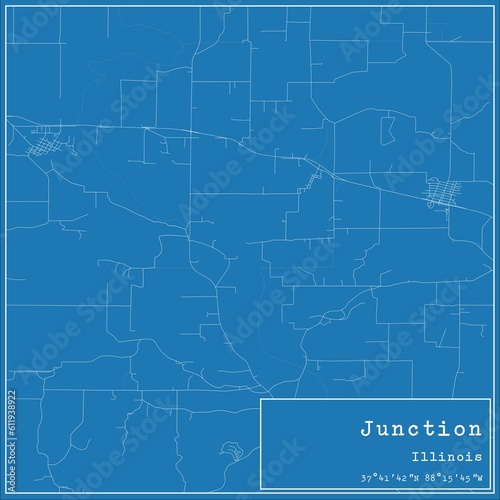 Blueprint US city map of Junction, Illinois.