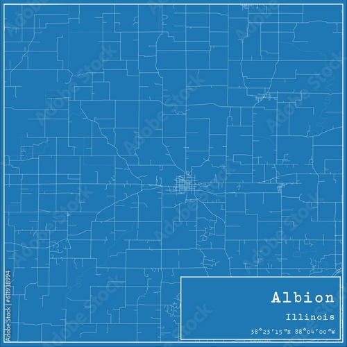 Blueprint US city map of Albion, Illinois. photo