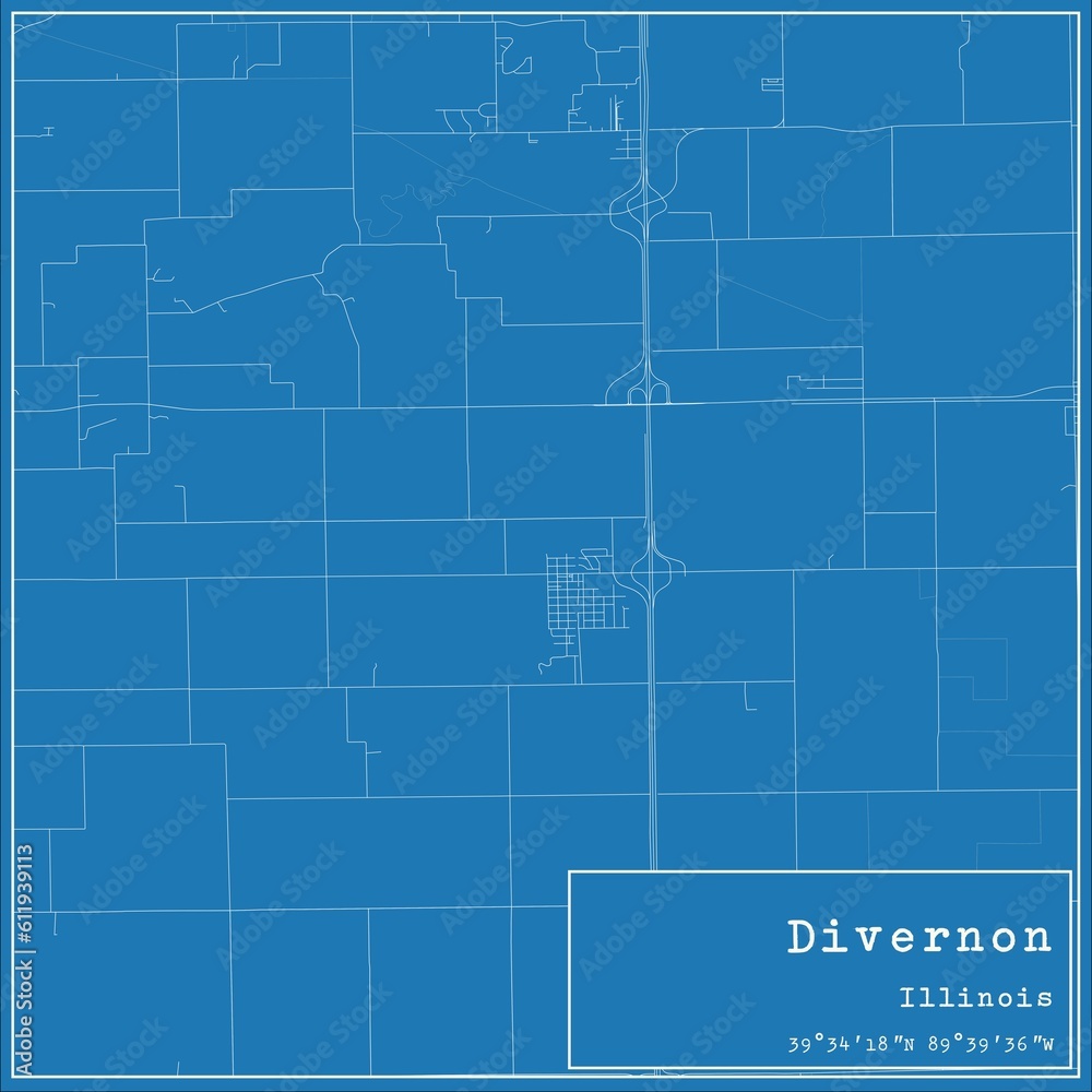 Blueprint US city map of Divernon, Illinois. Blueprint US city map of Divernon, Illinois.