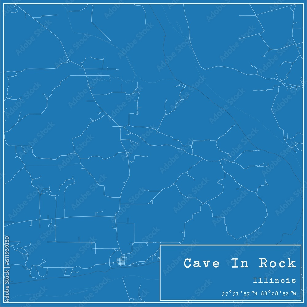 Blueprint US city map of Cave In Rock, Illinois. Blueprint US city map of Cave In Rock, Illinois.