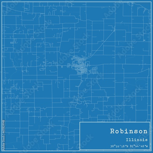 Blueprint US city map of Robinson, Illinois. photo