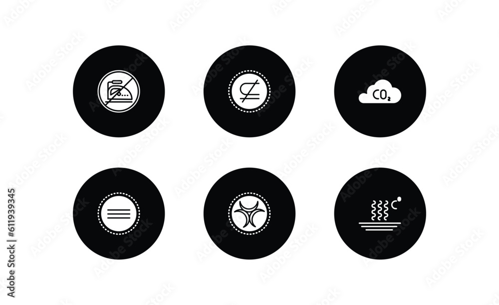signs filled icons set. signs filled icons pack included no ironing, is not a sub, co2, identical to, toxic waste, heat vector. signs filled icons set. signs filled icons pack included no ironing, is not a sub, co2, identical to, toxic waste, heat vector.