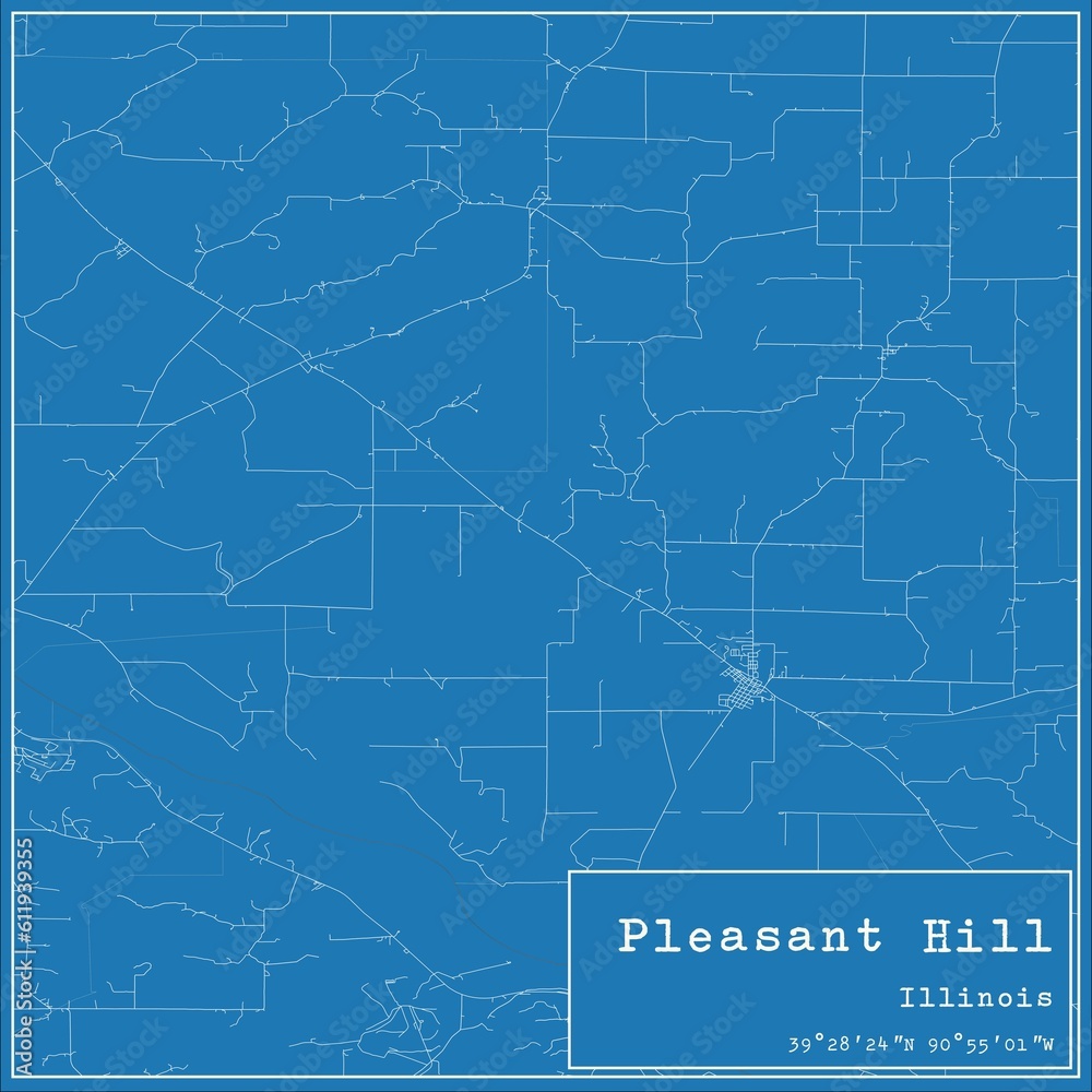 Blueprint US city map of Pleasant Hill, Illinois.