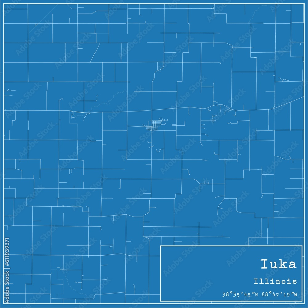 Blueprint US city map of Iuka, Illinois.