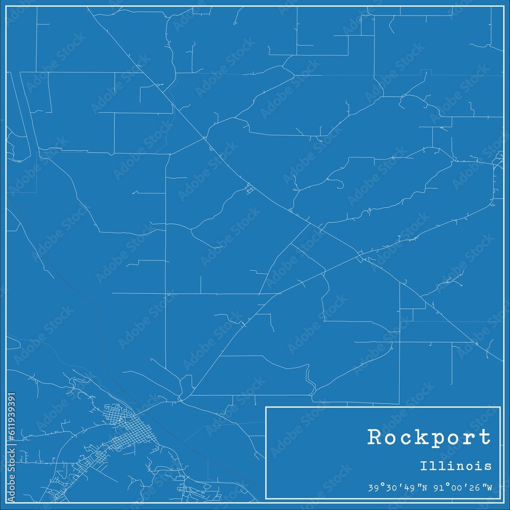 Blueprint US city map of Rockport, Illinois.