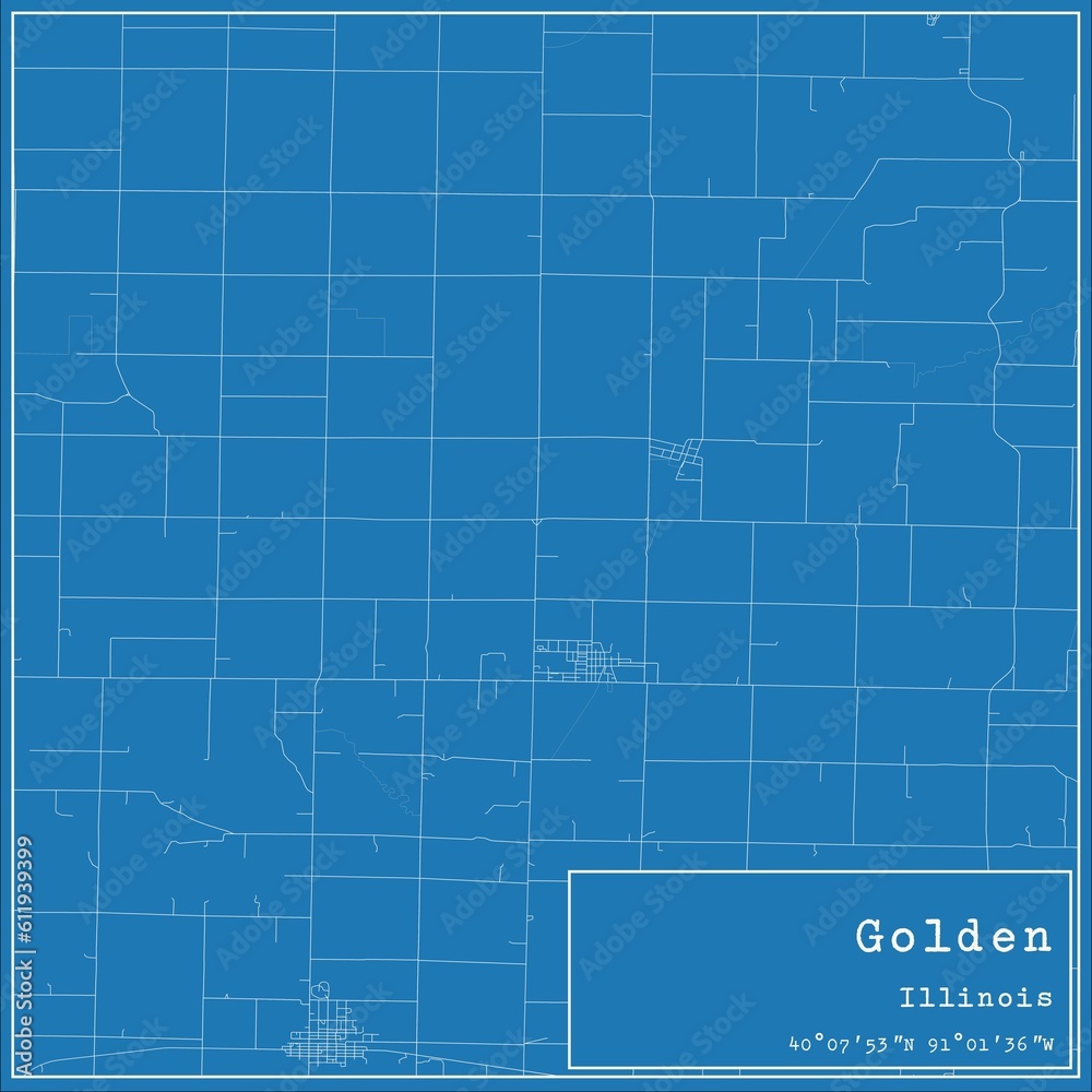 Blueprint US city map of Golden, Illinois.