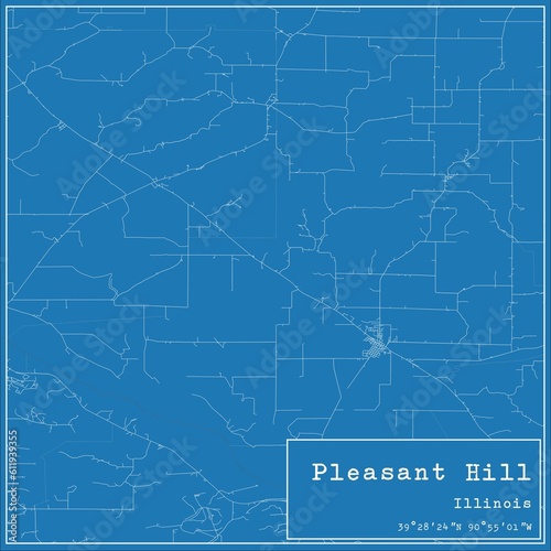 Blueprint US city map of Pleasant Hill, Illinois. photo