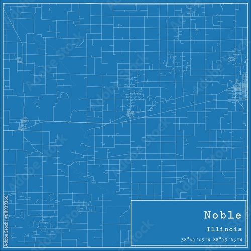 Blueprint US city map of Noble  Illinois.