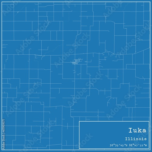 Blueprint US city map of Iuka, Illinois.