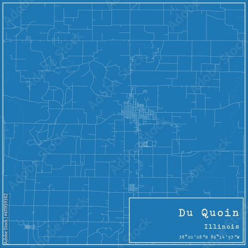 Blueprint US city map of Du Quoin, Illinois.