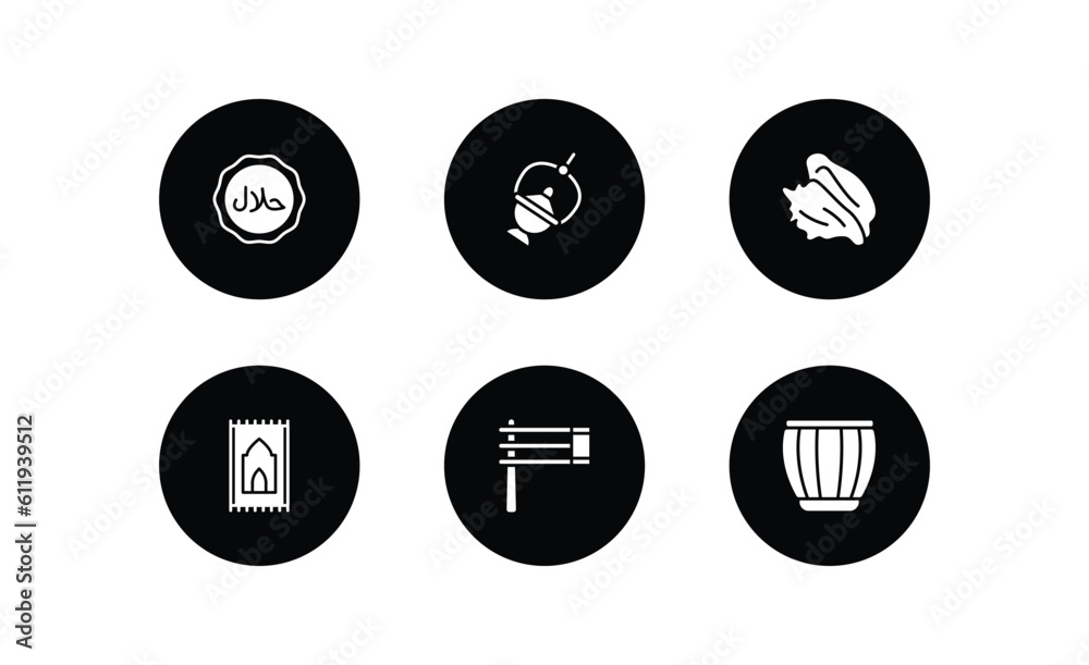 religion filled icons set. religion filled icons pack included halal