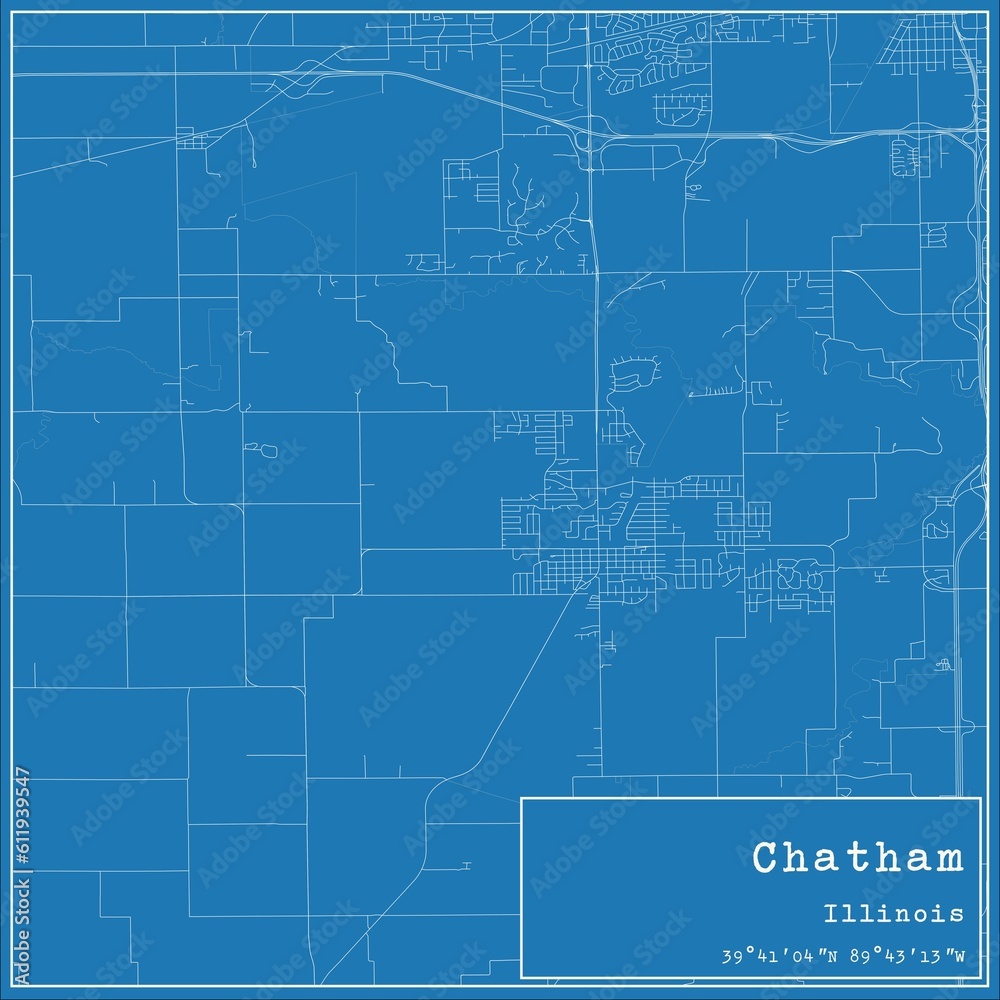 Fototapeta Blueprint US city map of Chatham, Illinois.