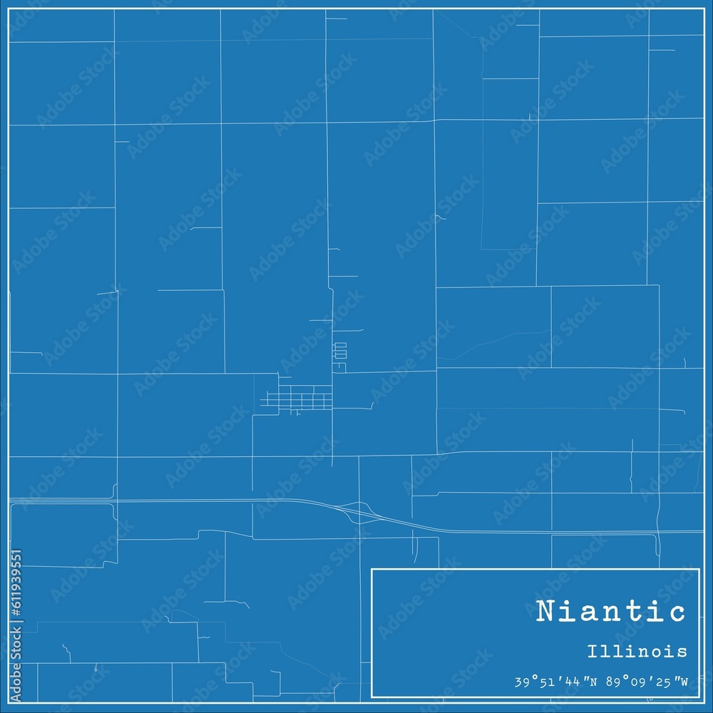 Blueprint US city map of Niantic, Illinois. Blueprint US city map of Niantic, Illinois.