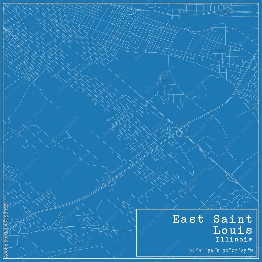 Blueprint US city map of East Saint Louis, Illinois. Blueprint US city map of East Saint Louis, Illinois.