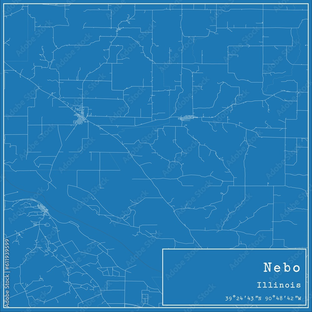 Blueprint US city map of Nebo, Illinois.