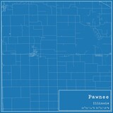 Blueprint US city map of Pawnee, Illinois.