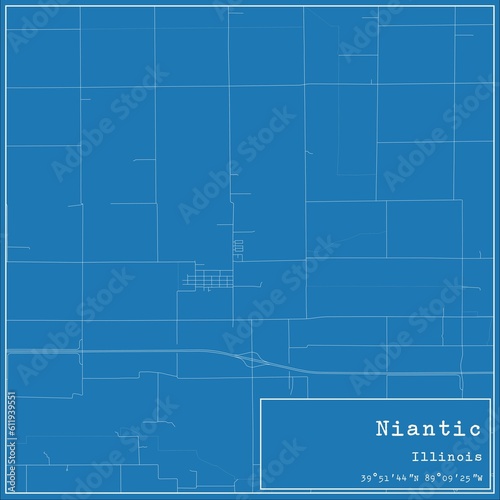 Blueprint US city map of Niantic  Illinois.