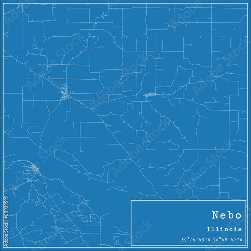 Blueprint US city map of Nebo, Illinois.