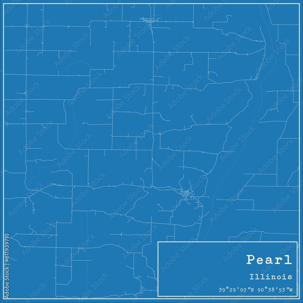 Blueprint US city map of Pearl, Illinois.