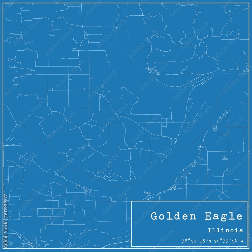 Blueprint US city map of Golden Eagle, Illinois.