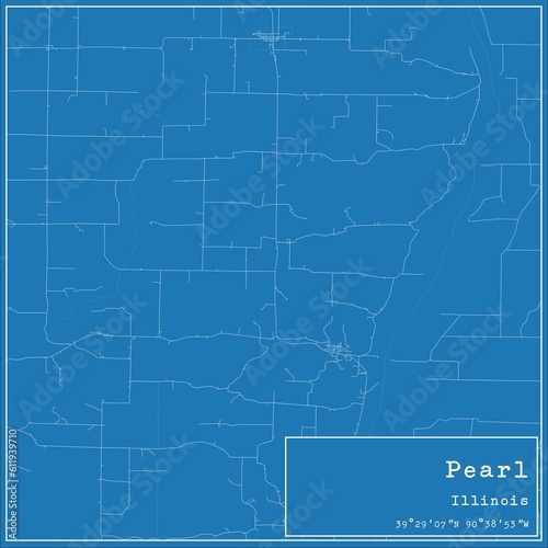 Blueprint US city map of Pearl  Illinois.