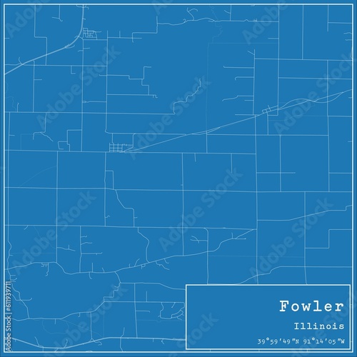Blueprint US city map of Fowler, Illinois.