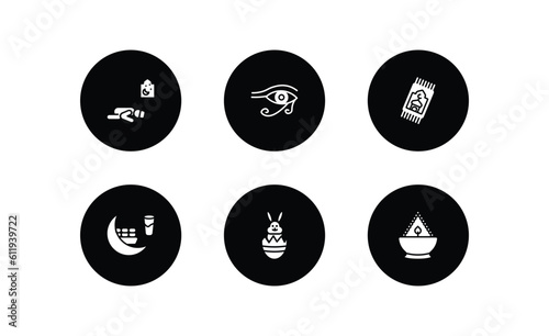 religion filled icons set. religion filled icons pack included sujud posture, eye of ra, islamic praying carpet, fasting, easter bunny, ner tamid vector.