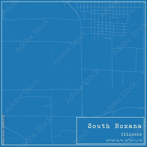 Blueprint US city map of South Roxana, Illinois. photo